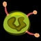 Siphoviridae virus on cyanobacteria, dark background, vector illustration