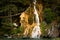 Sipote waterfall flowing into a pond in Salciua commune, Alba county, Apuseni mountain range, Romania