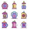Sippy cup icons set line color vector