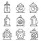 Sippy cup icons set, outline style