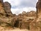 The Siq, the narrow slot-canyon that serves as the entrance passage to the hidden city of Petra