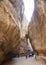 The Siq - natural narrow passageway to Petra. Jordan.