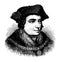Sir Thomas More face after Holbein, vintage engraving