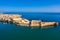 Siracusa, Ortigia Island from the air, Sicily, Italy. Isola di Ortigia, coast of Ortigia island at city of Syracuse, Sicily, Italy