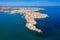 Siracusa, Ortigia Island from the air, Sicily, Italy. Isola di Ortigia, coast of Ortigia island at city of Syracuse, Sicily, Italy