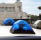 sirens of police car and the ancient italian palace in ROME