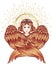 Sirin, Alkonost, Gamayun mythological creature of Russian legends. Angel girl with wings. Isolated hand drawn illustration