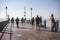 Sirmione pier with strolling tourists