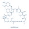 Sirolimus rapamycin immunosuppressive drug molecule. Used to prevent transplant rejection and in coronary stent coating..