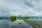 Sisaket, Thailand, October 6, 2022. Flooded agricultural areas and roads in Sisaket Province. Damage to agriculture, traffic