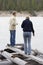 Sister and brother on a wooden raft