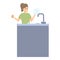 Sister dish wash icon cartoon vector. Kitchen housework