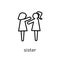 sister icon. Trendy modern flat linear vector sister icon on white background from thin line family relations collection