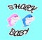Sister shark and brother shark. pink and blue sea animals. vector Shark Family - T-Shirts, Hoodie, Tank, gifts. Vector