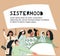 Sisterhood concept Women empowerment movement. Group of young women girls or feminists standing together. Female diverse