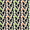 Sisterhood pattern with cute girls. Womans day background. Women with black hair in orange and green clothes