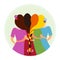 Sisterhood vector illustration group. Icon of girls sisters