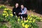 Sisters in a daffodil field in Thomaston Connecticut