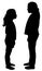 Sisters looking each other,silhouette vector