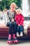 Sisters sitting on bench