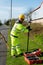 Site engineer ready to do road survey and setting out using modern robotic total station