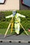 Site engineer using electronic total station to survey road