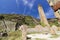 Site of the scheduled monument at Porthwen including a brick chimney at the former Victorian brickworks on Anglesey