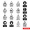 Site security signs icon set of black and white types. Isolated vector sign symbols. Icon pack