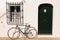 SITGES, SPAIN - Mar 07, 2020: Vintage bike parked outside of a house