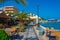 Sitia, Greece, August 18, 2022: Restaurants at seaside promenade