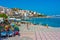 Sitia, Greece, August 18, 2022: Seaside promenade at Greek town