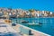 Sitia, Greece, August 18, 2022: Seaside promenade at Greek town
