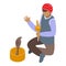 Sits snake charmer icon isometric vector. India sage