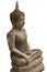 Sitting ancient buddha statue isolated on white backgrounds, one of the most important at ayutthaya, Thailand for tourism