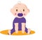 Sitting baby boy, girl with nipple sitting - cartoon illustration for children day, web design, print industry, greeting