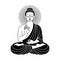 Sitting Buddha black and white vector line drawing