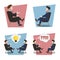 Sitting Businessman Discussion Collection Color Illustration