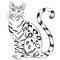 Sitting cat breed Bengal line art