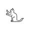 Sitting cat sharpens its claws color line icon. Pictogram for web page