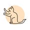 Sitting cat sharpens its claws color line icon. Pictogram for web page