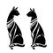 Sitting cats with ancient egypt style decor black vector outlines