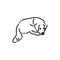 Sitting golden retriever adult color line icon. Pictogram for web page