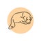 Sitting golden retriever adult color line icon. Pictogram for web page