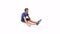 Sitting Leg Raiser Man exercise animation 3d model on a white background in the Blue t-shirt. Low Poly Style