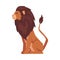 Sitting Lion, Proud Powerful Mammal Jungle Animal, Side View Vector Illustration
