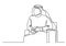 Sitting middle east arab man in keffiyeh - single line drawing - single line drawing