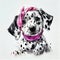 Sitting Pretty: A Girl and Her Dreamy Dalmatian Puppy AI Generated