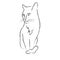 Sitting proud cute cat. Vector sketch on a white background