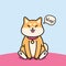 Sitting shiba inu dog with tongue outside vector illustration.