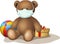 Sitting teddy bear wears protective medical mask for prevent virus